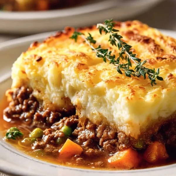 Classic Irish Shepherd's Pie with minced meat and mashed potatoes
