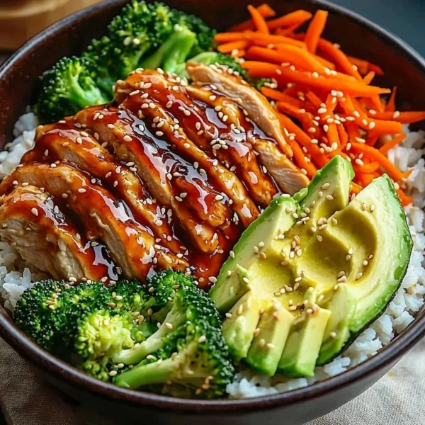 30-minute teriyaki chicken bowl served with vegetables and rice