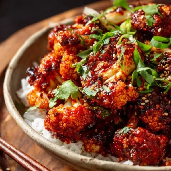 Air-fried Korean chili cauliflower with gochujang sauce