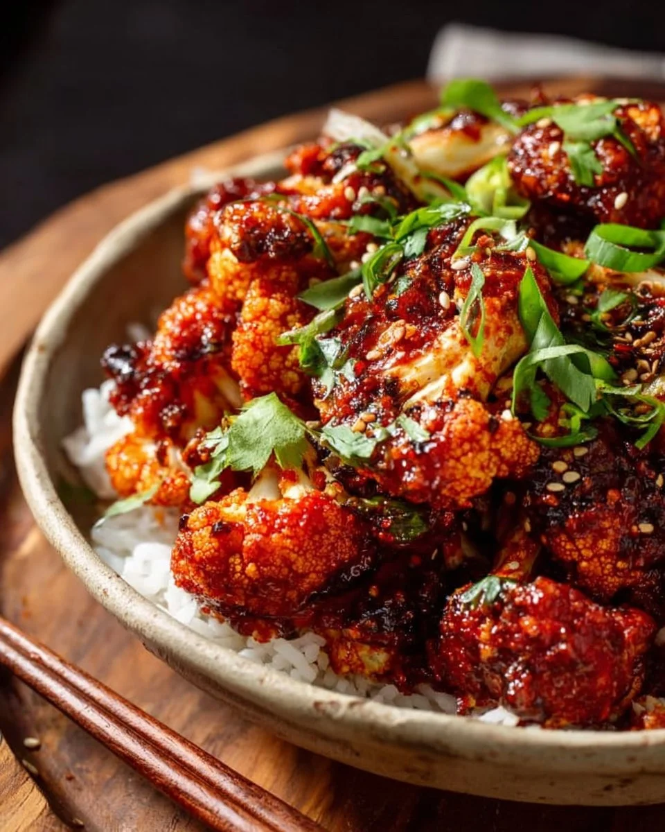 Air-Fried Korean Chili Cauliflower (Gochujang)