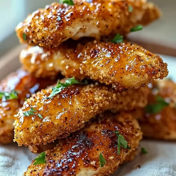 Delicious Air Fryer Honey Butter Garlic Chicken Tenders served on a plate