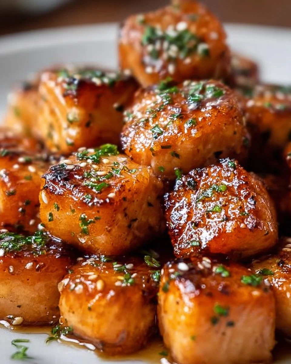 Air Fryer Honey Garlic Salmon Bites