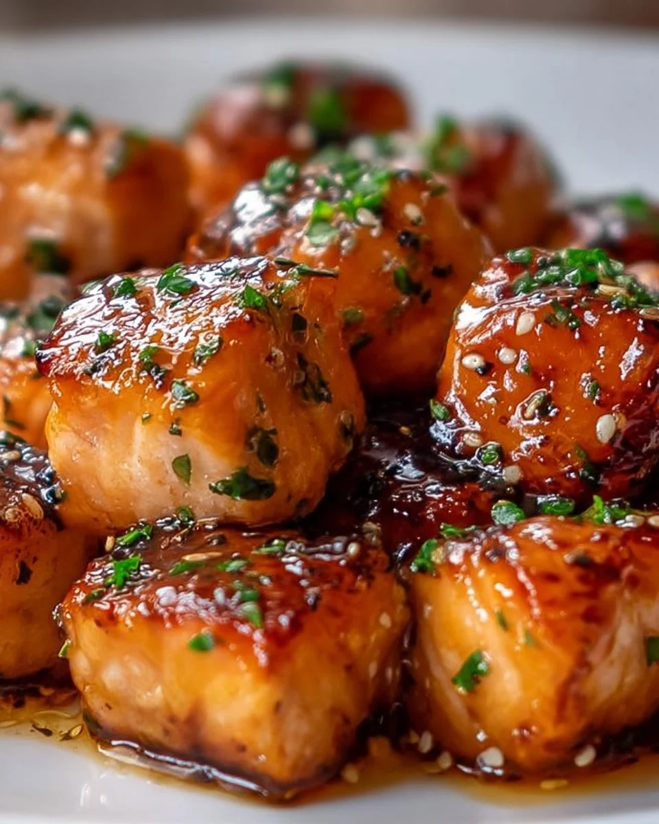 Air Fryer Honey Garlic Salmon Bites