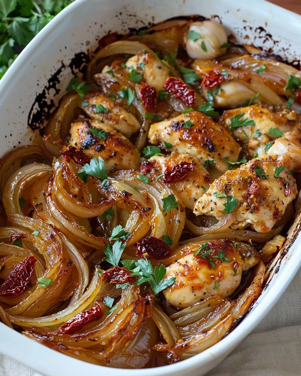Baked Caramelized Onions and Chicken