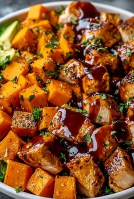 BBQ Chicken Sweet Potato Bowl with colorful ingredients arranged beautifully