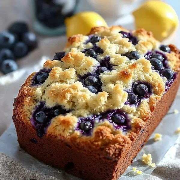 Delicious blueberry lemon loaf cake with fresh blueberries and lemon zest