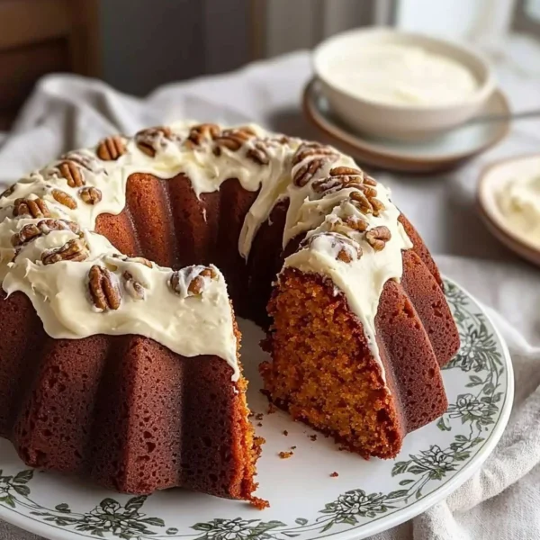 Delicious Carrot Bundt Cake sliced and ready to serve