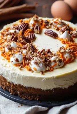 Slice of carrot cake cheesecake with cream cheese frosting and carrot decorations