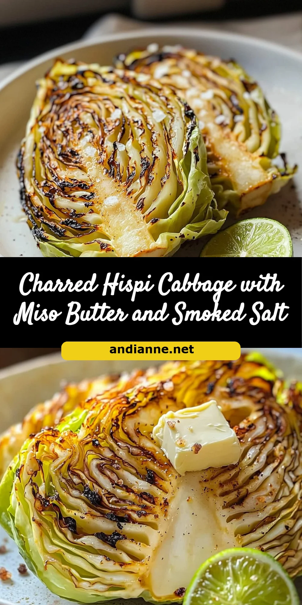 Charred Hispi Cabbage with Miso Butter and Smoked Salt