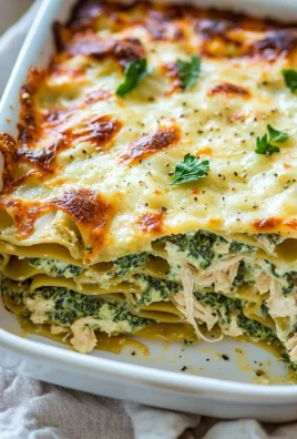 Cheesy chicken lasagna with layers of pasta, chicken, and melted cheese