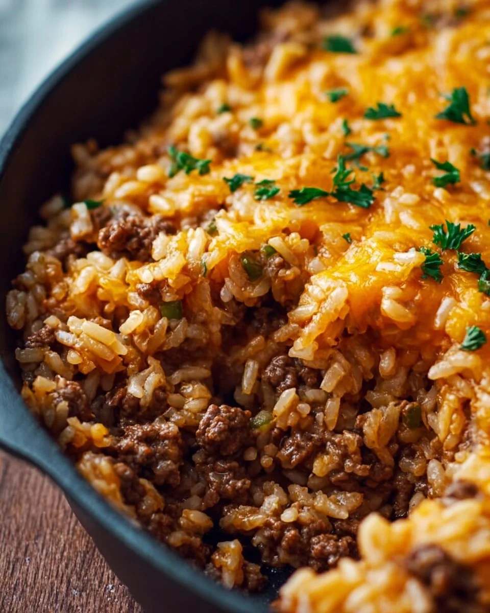 Cheesy Ground Beef and Rice Casserole