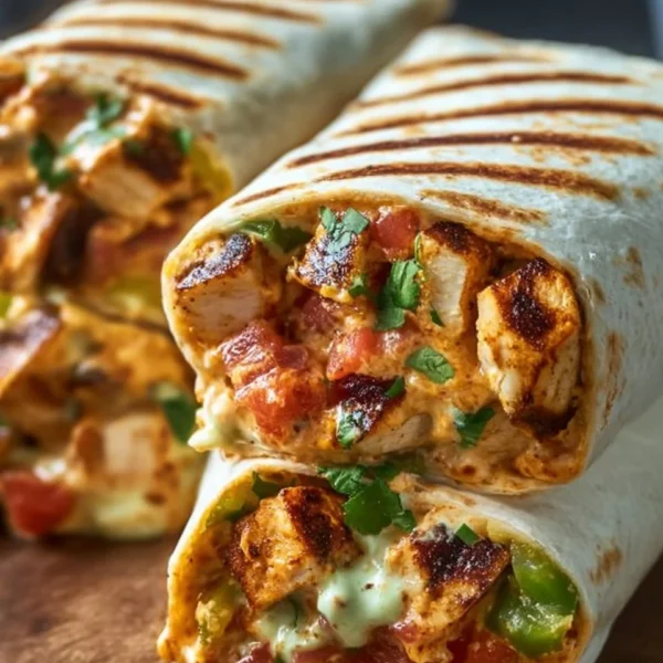 Chipotle Ranch Grilled Chicken Burrito with fresh ingredients and ranch dressing