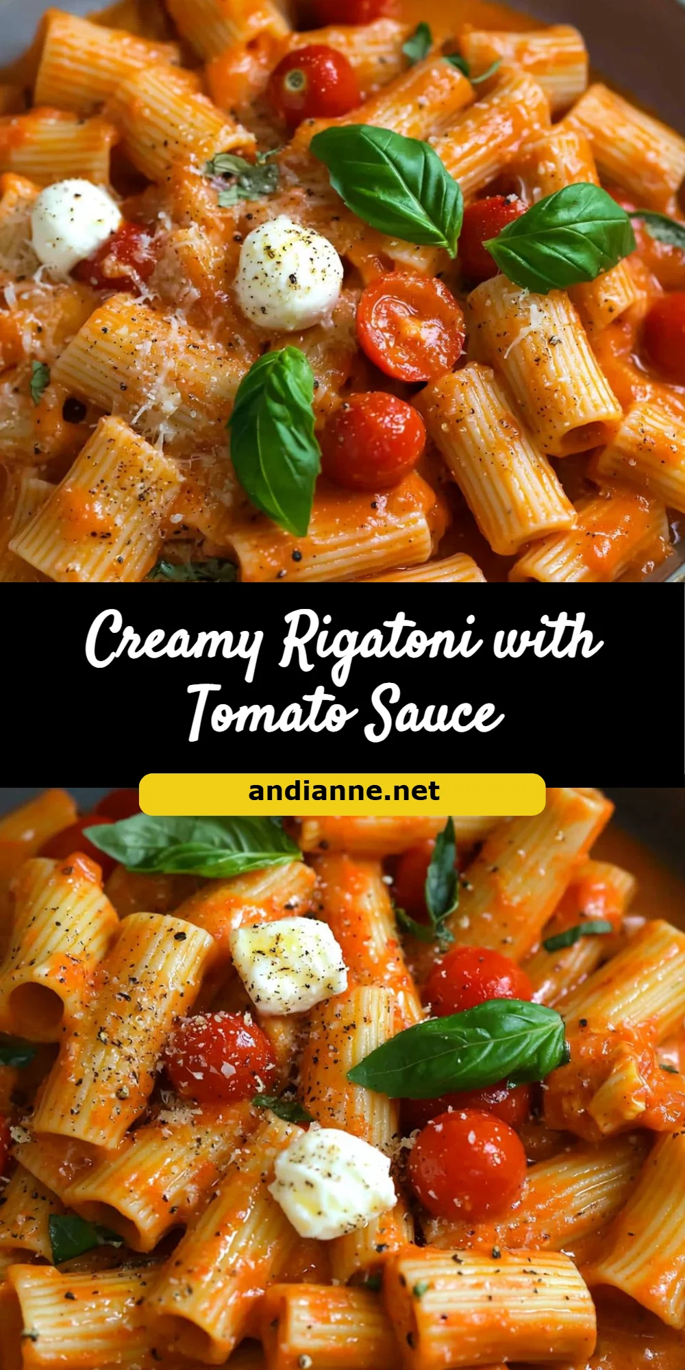 Creamy Rigatoni with Tomato Sauce