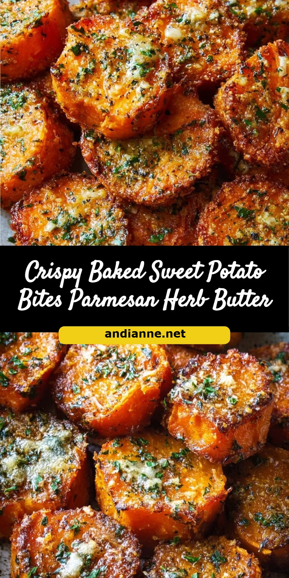 Crispy Baked Sweet Potato Bites Parmesan Herb Butter