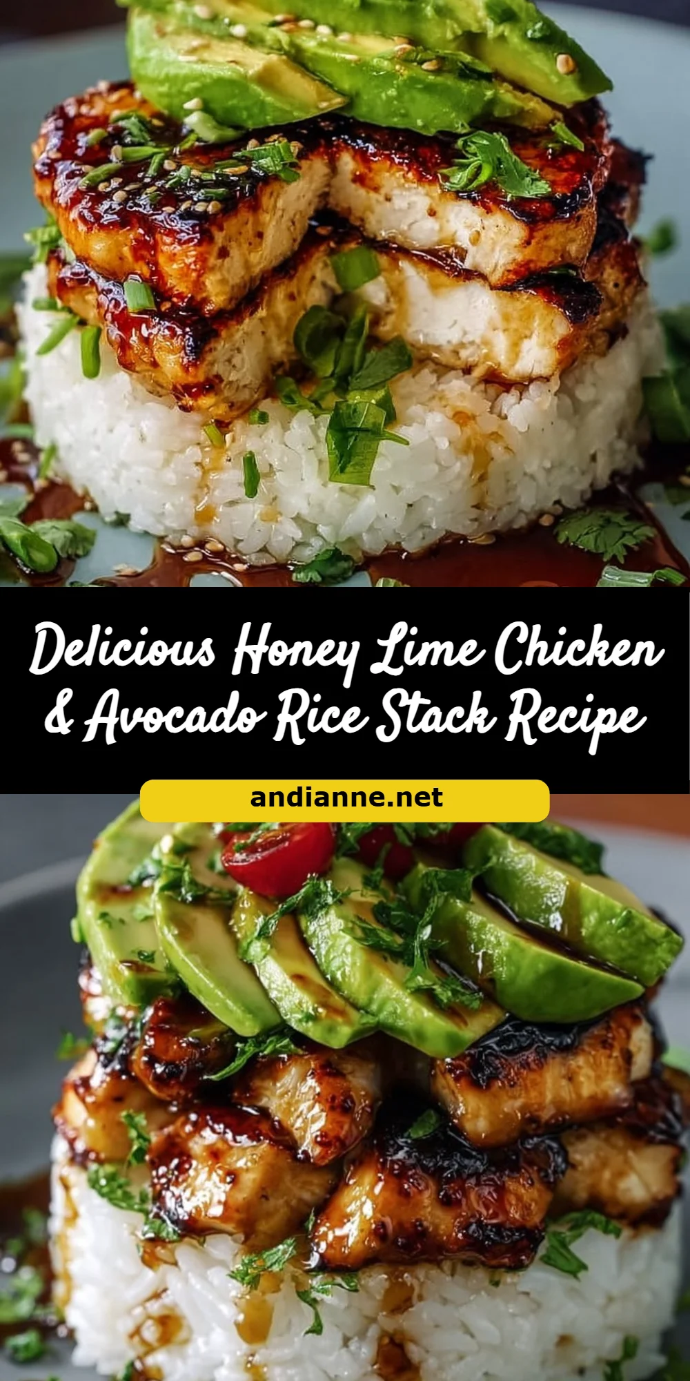 Delicious Honey Lime Chicken & Avocado Rice Stack Recipe