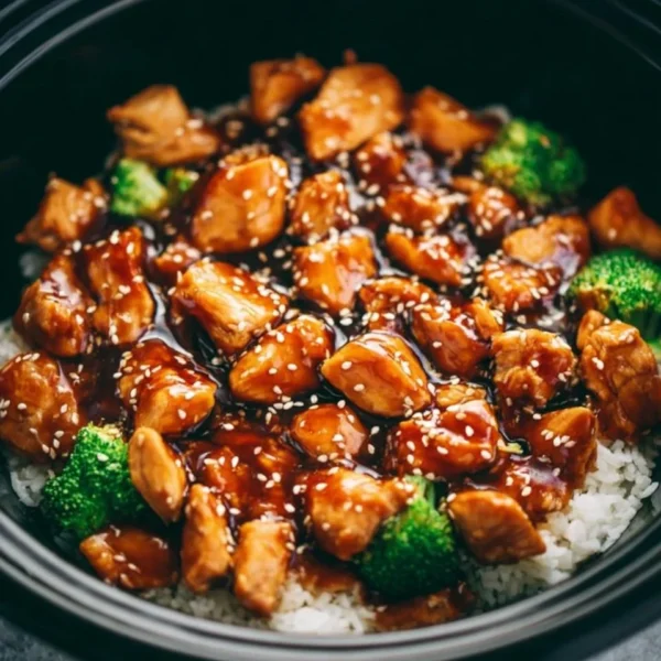 Delicious Dump and Go Crockpot Teriyaki Chicken served on a plate.