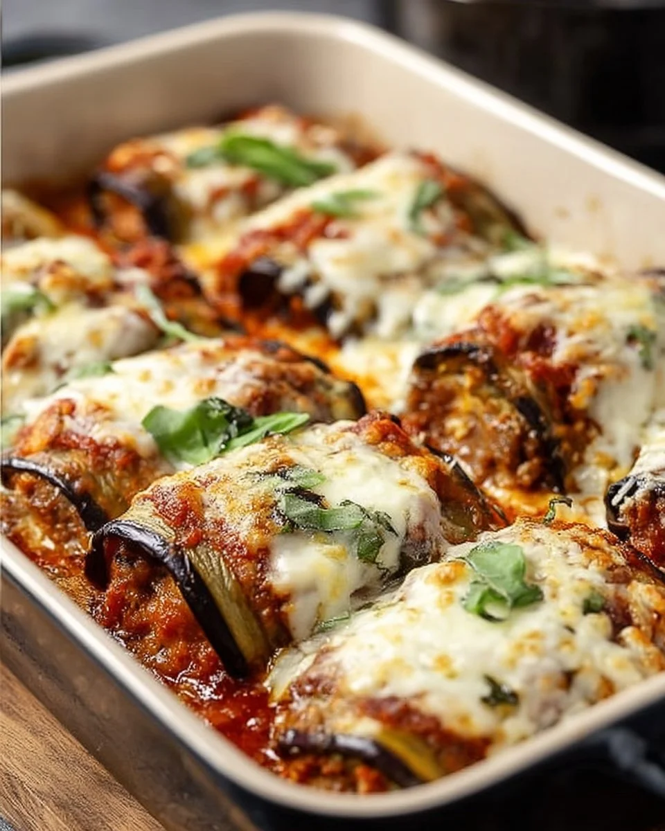 Fluffy Eggplant Rollatini Bake