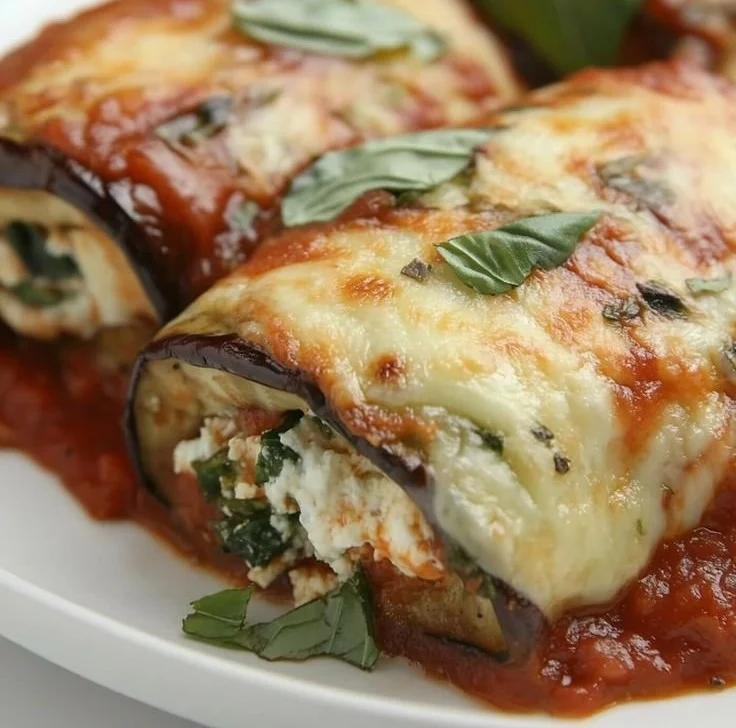 Fluffy Eggplant Rollatini Bake
