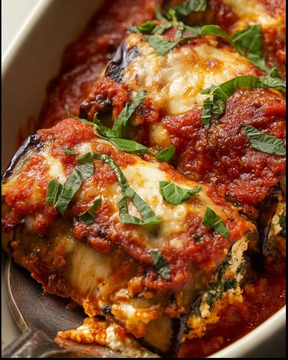 Fluffy Eggplant Rollatini Bake