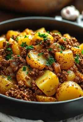 Delicious hearty ground beef and potatoes dish served in a bowl