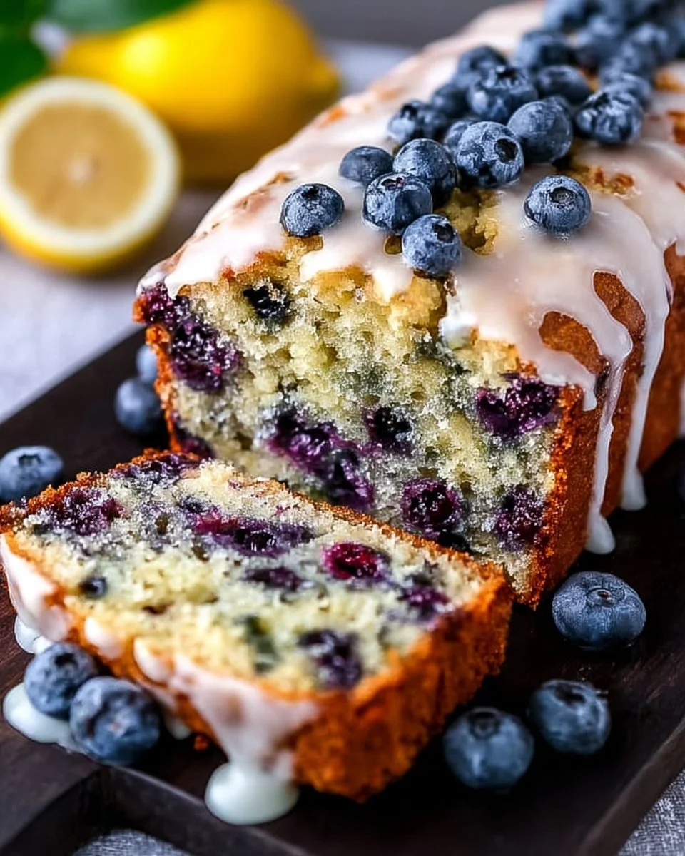 Homemade Blueberry Zucchini Bread with Lemon Glaze