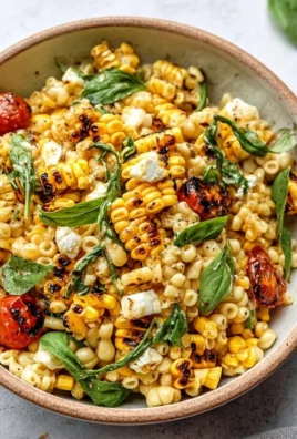 Delicious street corn pasta salad with fresh ingredients and vibrant colors.