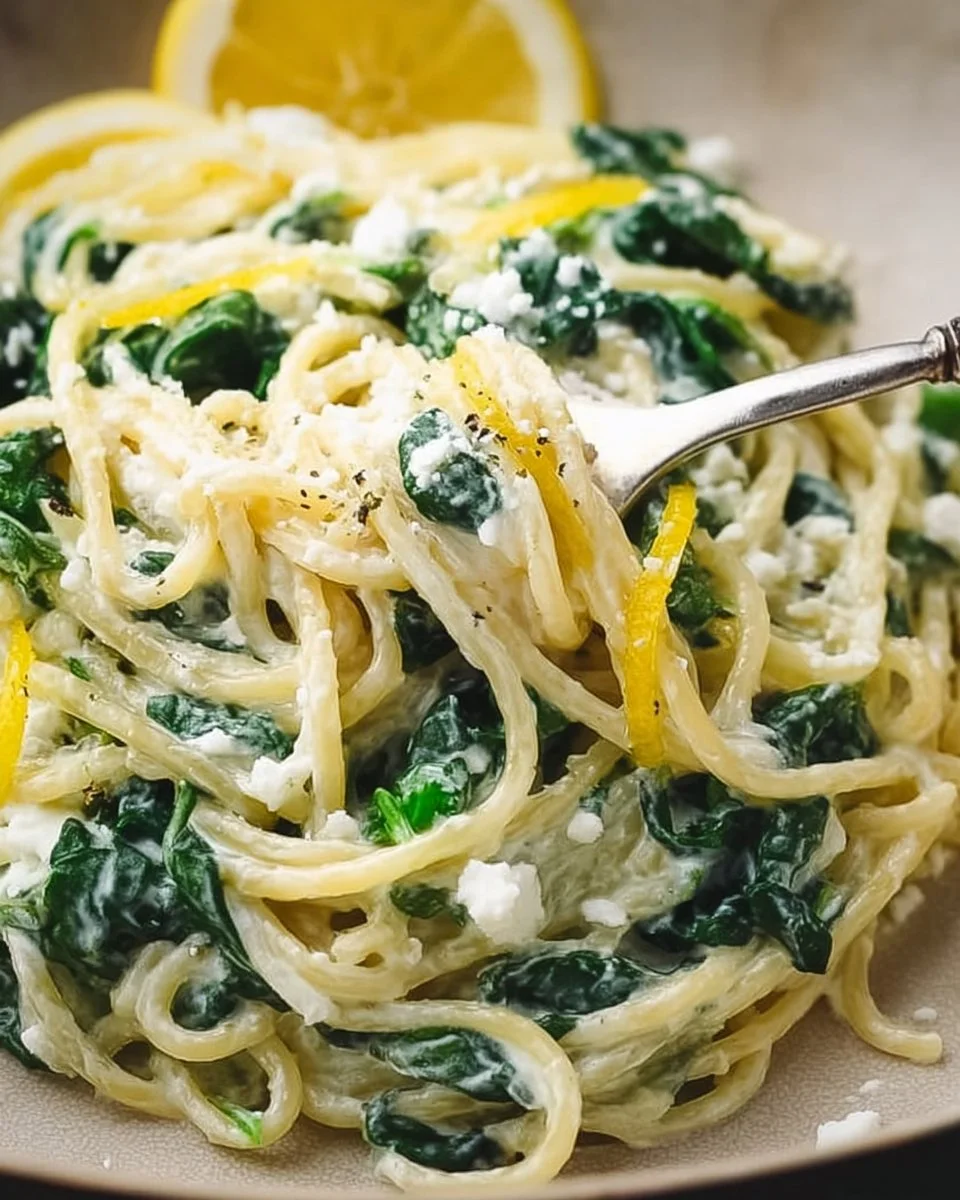 Lemon ricotta pasta & spinach