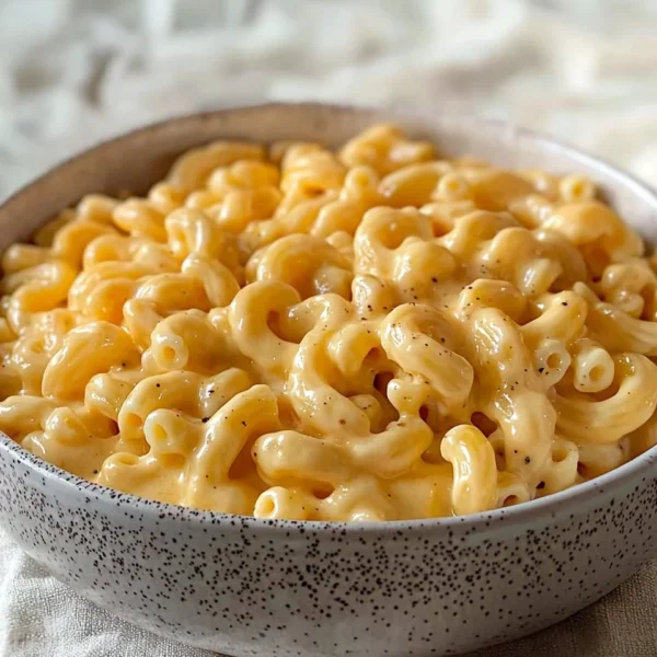 Delicious homemade Mac and Cheese served in a bowl with a golden crust.