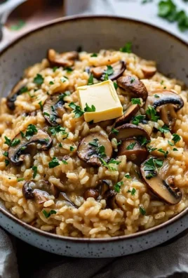 Delicious miso butter mushroom risotto served in a bowl with fresh herbs