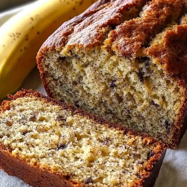 Moist banana bread made with three ripe bananas for a delicious homemade treat