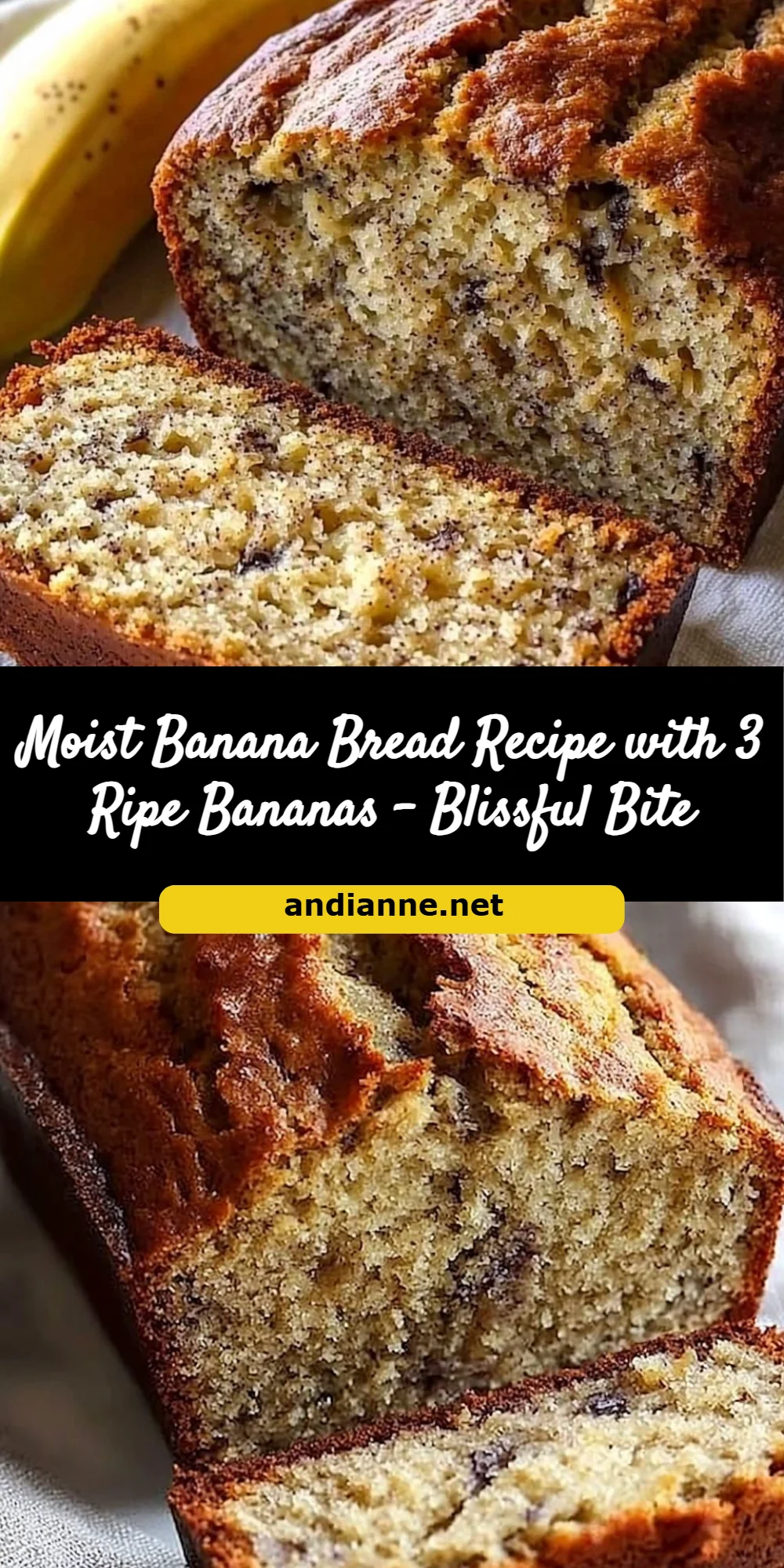 Moist Banana Bread Recipe with 3 Ripe Bananas - Blissful Bite