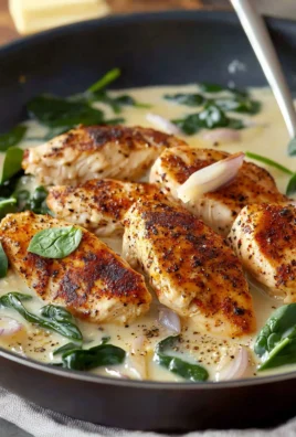 One Pan Blackened Chicken Alfredo dish with creamy sauce and spices