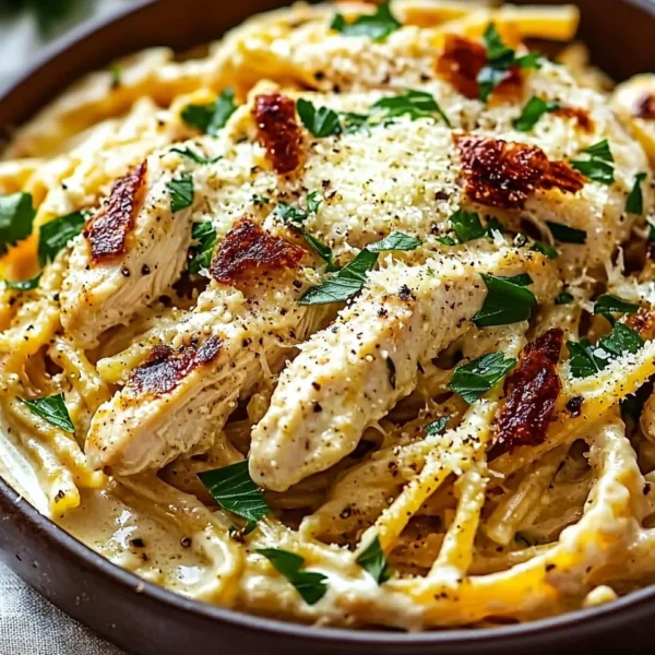 Delicious Parmesan Marry Me Chicken Pasta served in a bowl.