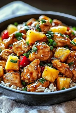 Delicious Pineapple Chicken served with rice, a sweet and savory dish.