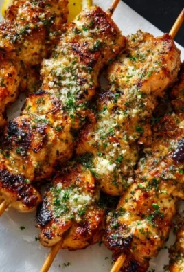 Ranch Garlic Parmesan Chicken Skewers grilled to perfection