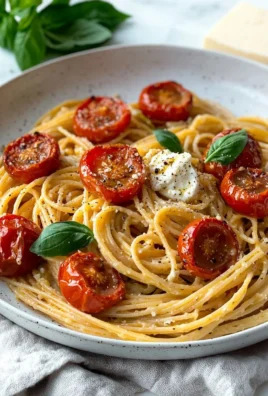 Bowl of roasted tomato and garlic ricotta pasta topped with fresh herbs