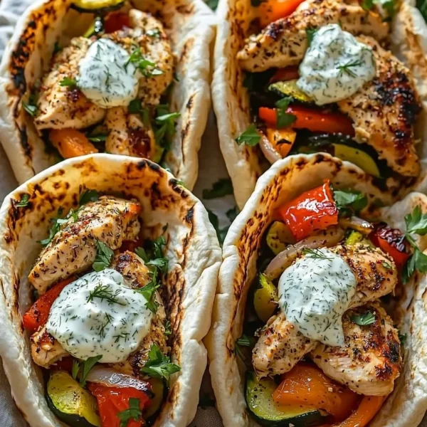 Sheet pan chicken pitas prepared with herby ranch dressing for a tasty meal