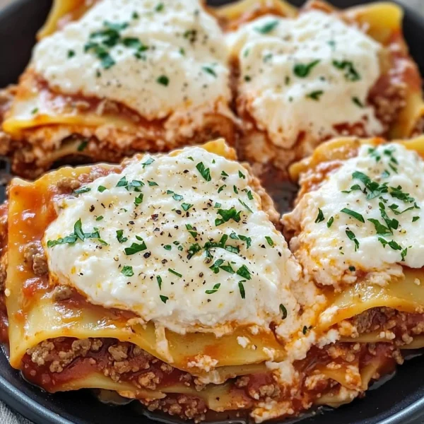 Delicious slow cooker lasagna layered with cheese and rich sauces