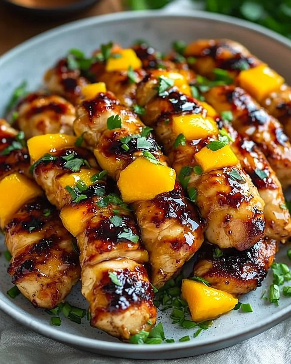 Sweet & Savory Asian Mango Glazed Chicken Twists
