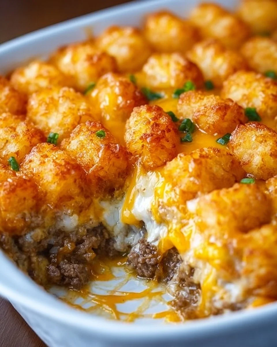Tater Tot Casserole with Ground Beef