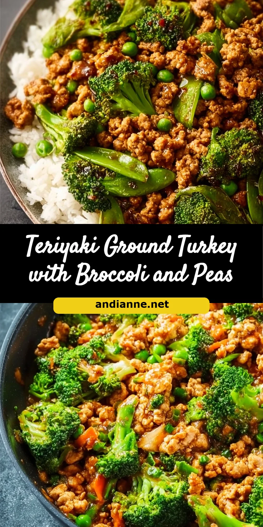 Teriyaki Ground Turkey with Broccoli and Peas