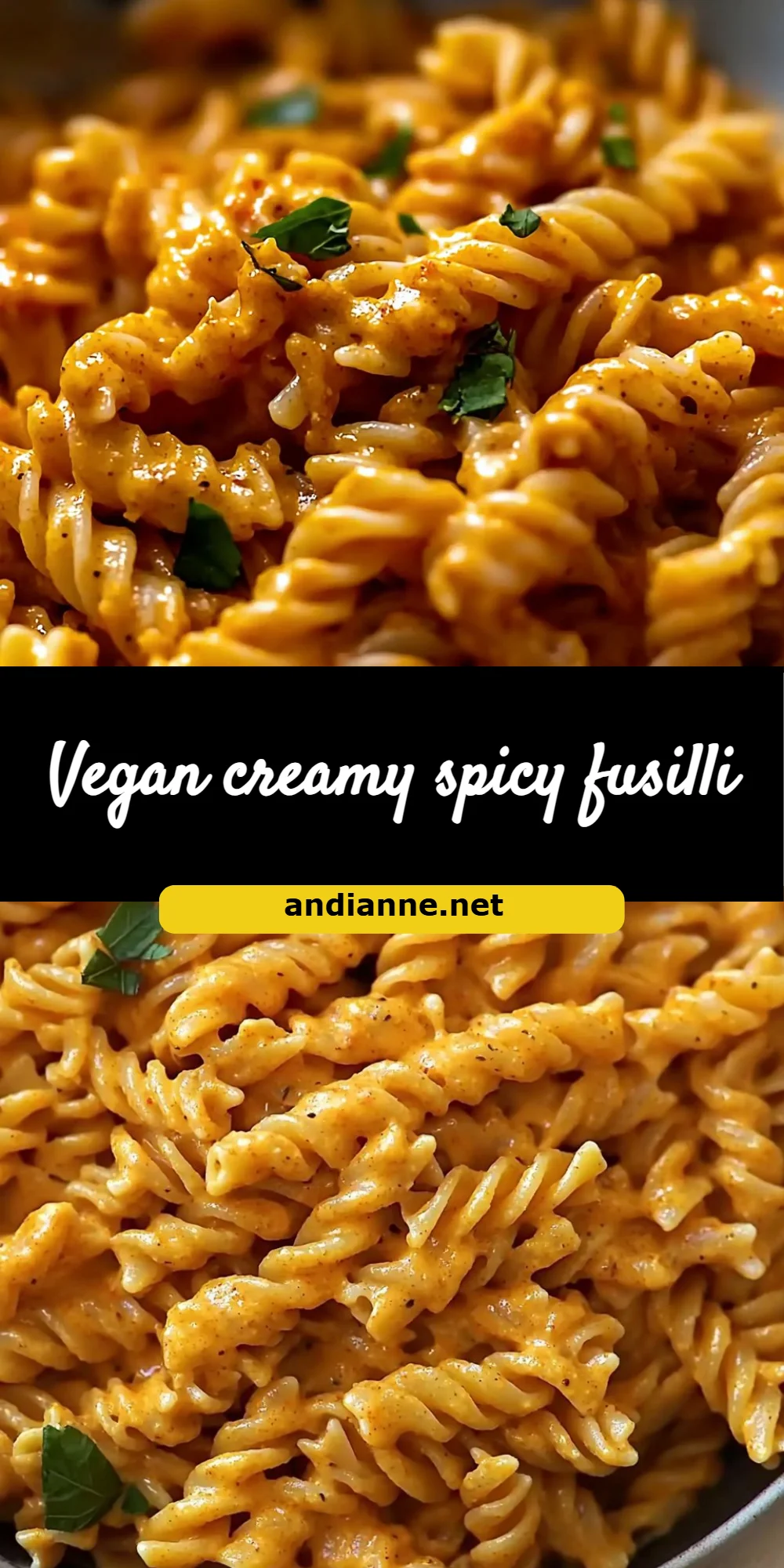 Vegan creamy spicy fusilli
