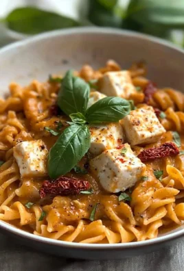 Vegan Marry Me Chicken Pasta served in a bowl with fresh basil and tomatoes