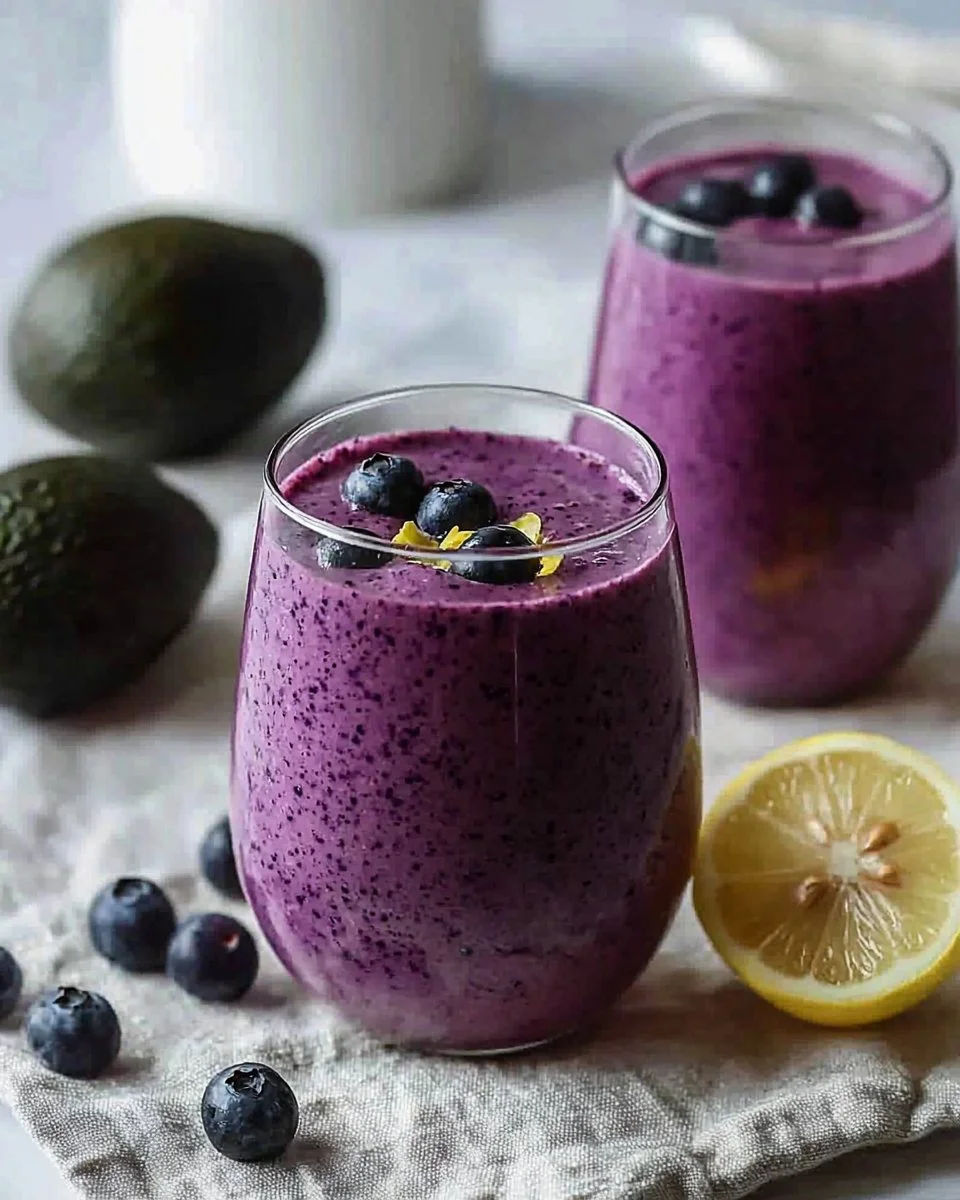 Blueberry Avocado Smoothie With Lemon & Yogurt