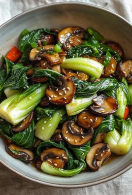 Bok Choy and mushroom stir-fry served in a bowl with vibrant colors
