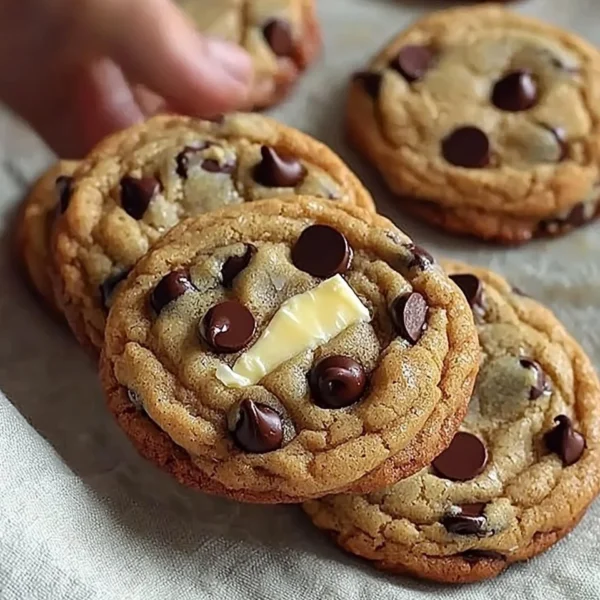 Freshly baked Brown Butter Chocolate Chip Cookies on a cooling rack.
