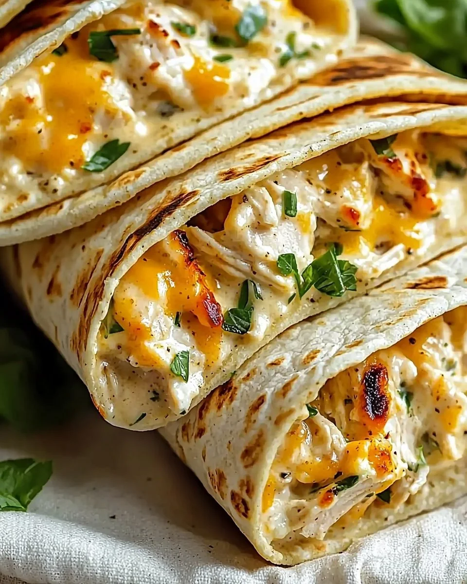 Cheesy Garlic Chicken Wraps