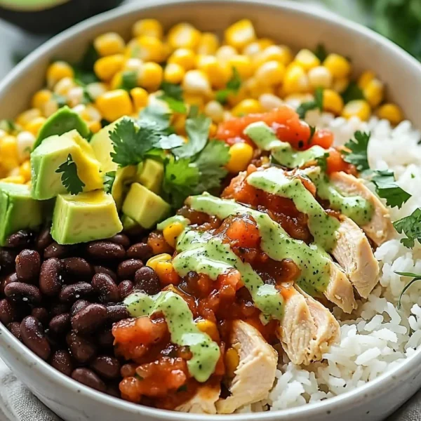 Delicious Chicken Burrito Bowl with fresh ingredients and vibrant colors