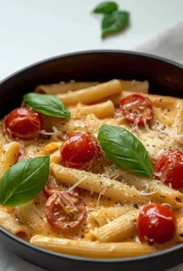 A bowl of delicious and creamy pasta topped with herbs and grated cheese