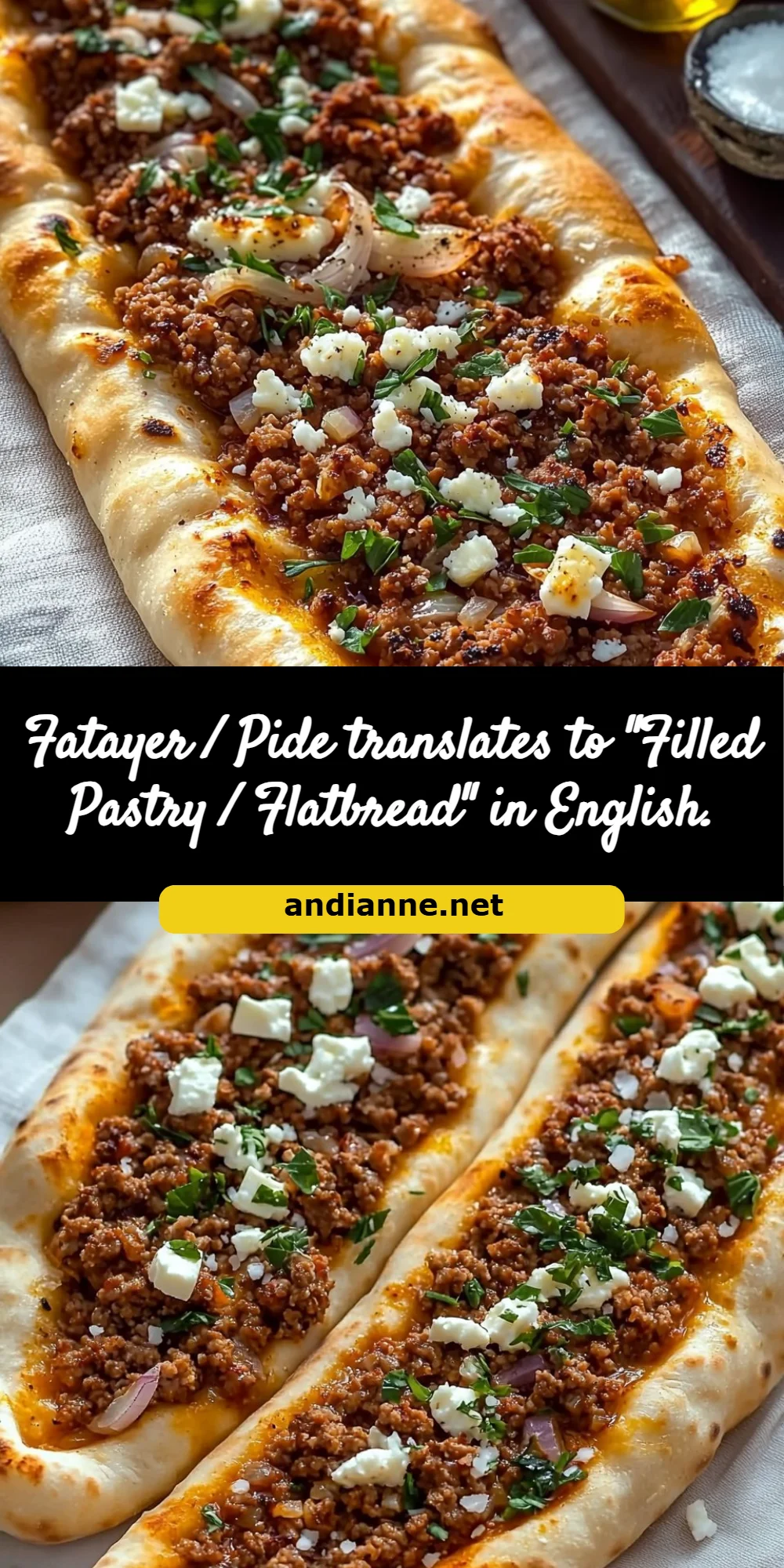 Fatayer / Pide translates to "Filled Pastry / Flatbread" in English.